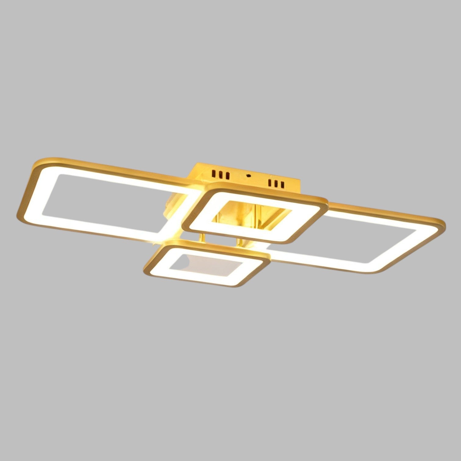 Lustra LED 4 Square LUMO Gold Echivalent 500W Telecomanda