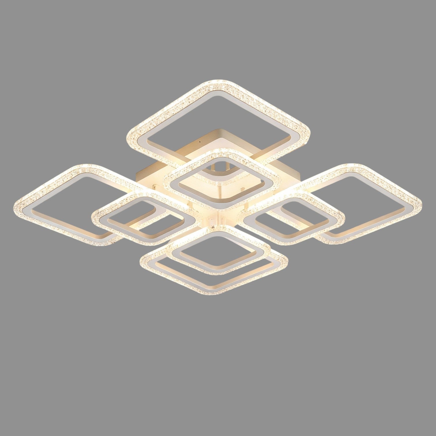 Lustra LED 4+4 Square Gigant BUBBLES WHITE Echivalent 800W Telecomanda