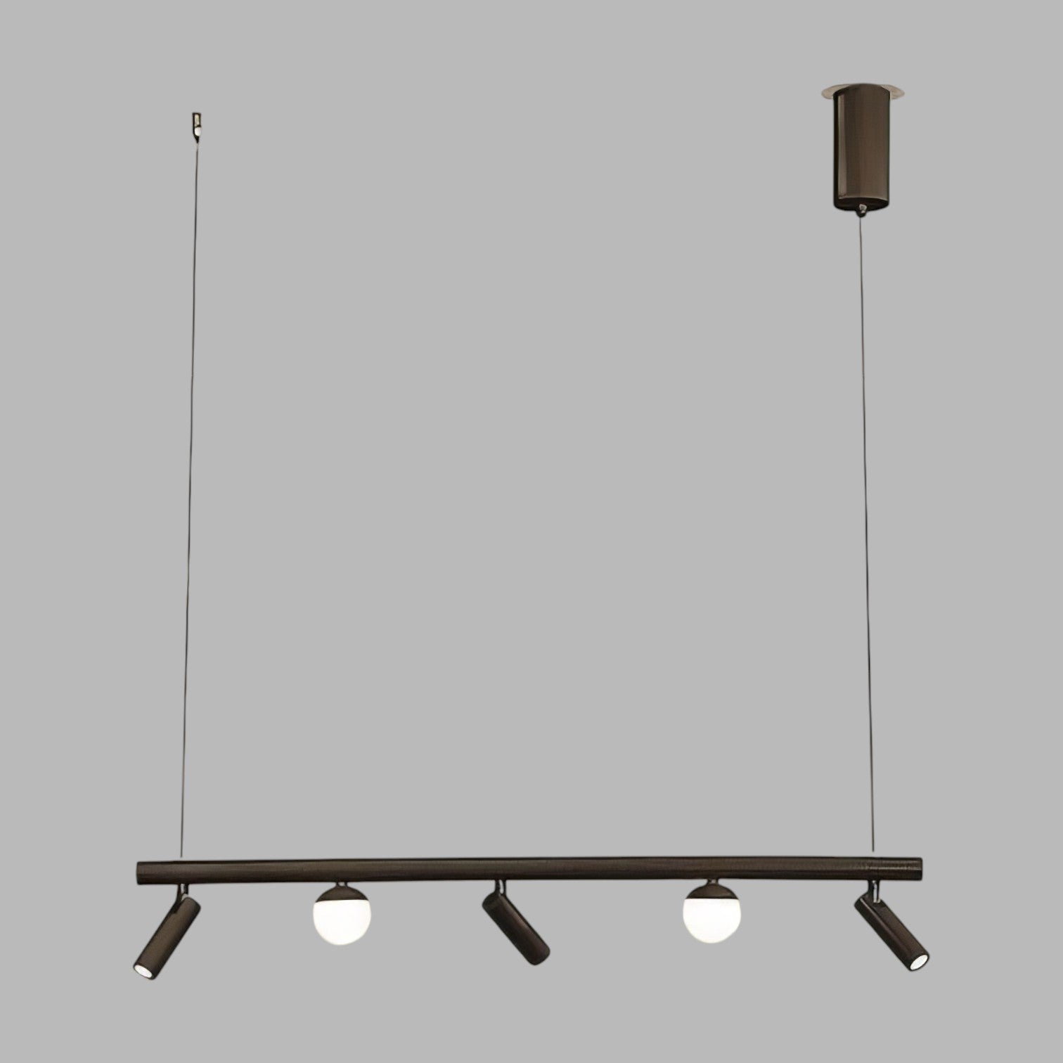 Lustra LED Suspendata Abajur cu 3 Spoturi MELI Black Echivalent 90W Telecomanda