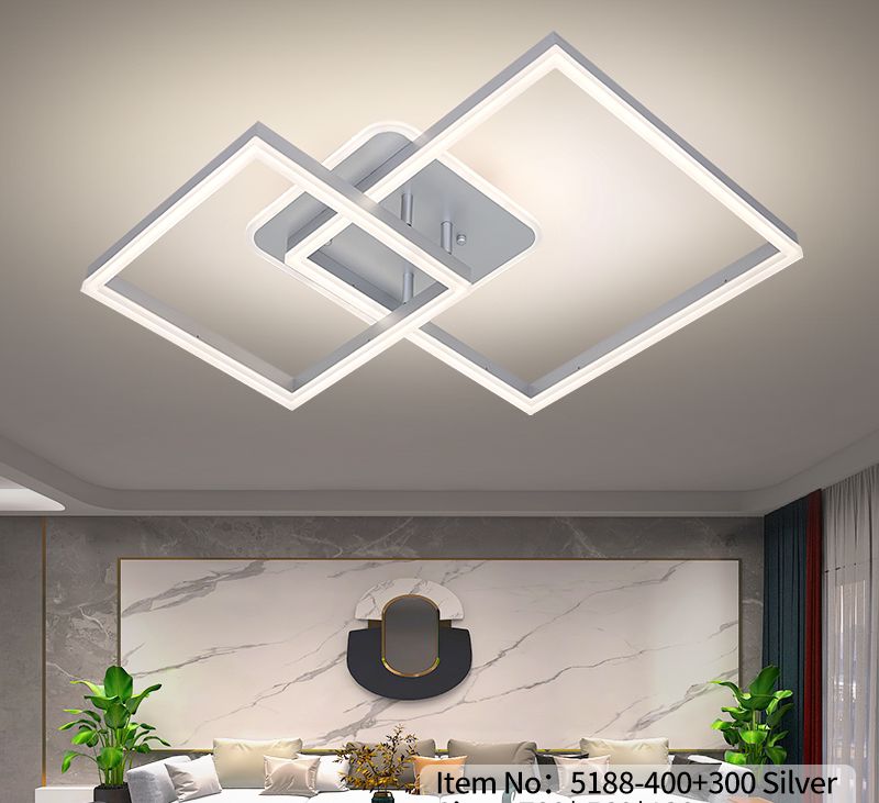 Lustra LED TWO SQUARE SILVER Echivalent 600W Telecomanda