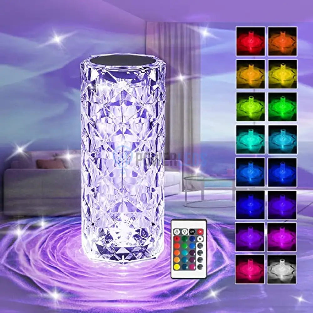 Veioza Led Decorativa Tactila Multicolora Rgb Crystal Flow Table Lamp