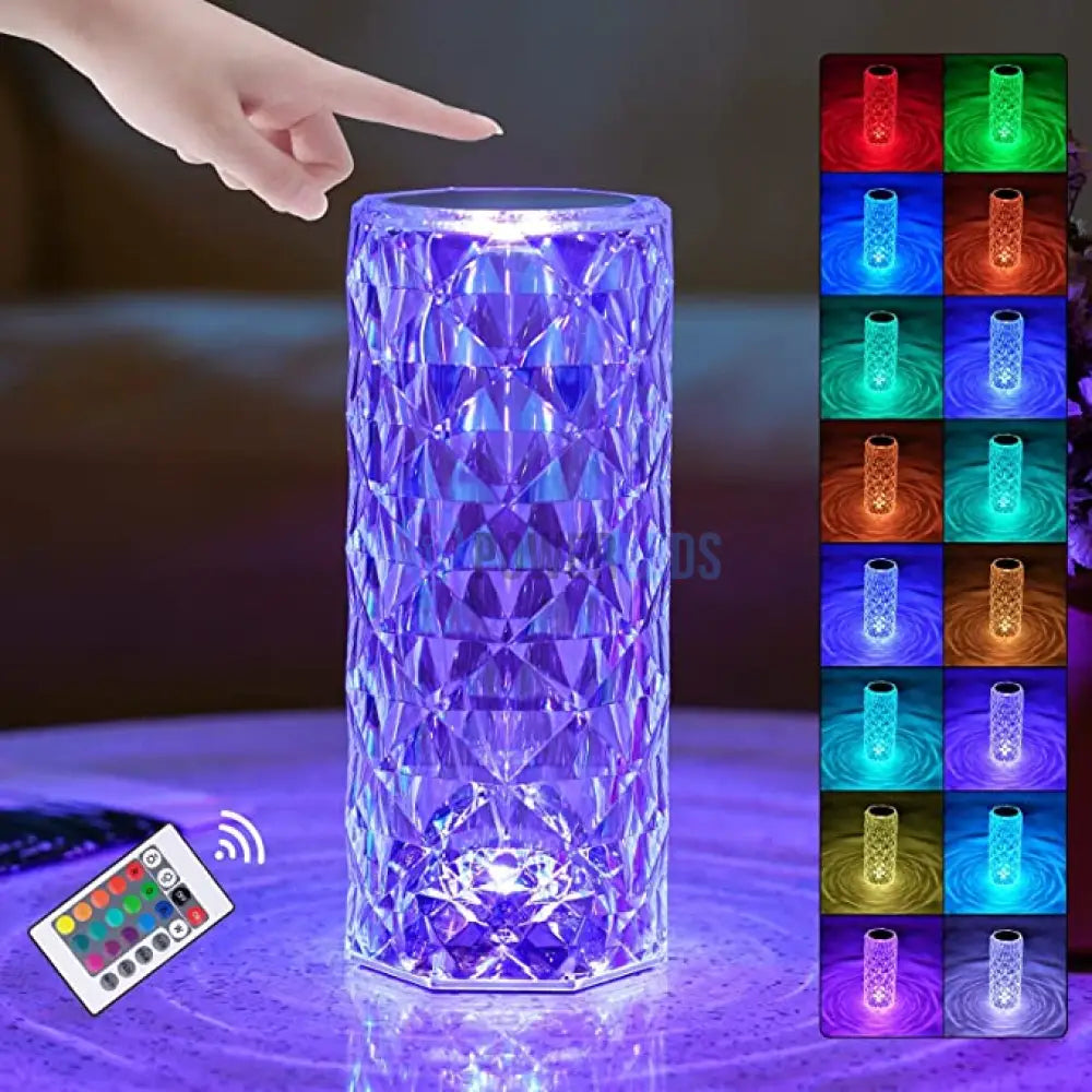 Veioza Led Decorativa Tactila Multicolora Rgb Crystal Flow Table Lamp
