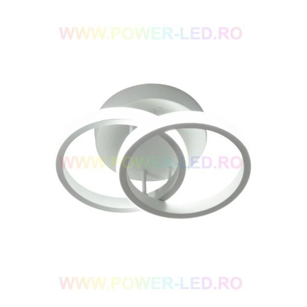 Lustra LED 28W DOUBLE RING Alb 3 Functii