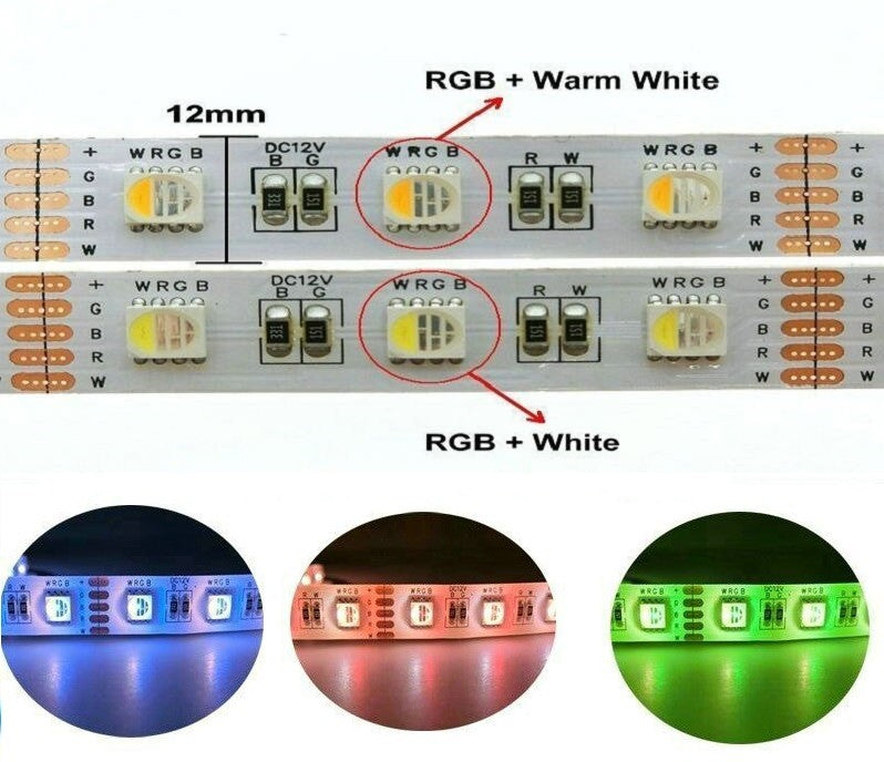 Banda LED 5050 60 SMD-ML Interior RGBW Cu Lumina Calda - rola 5 metri