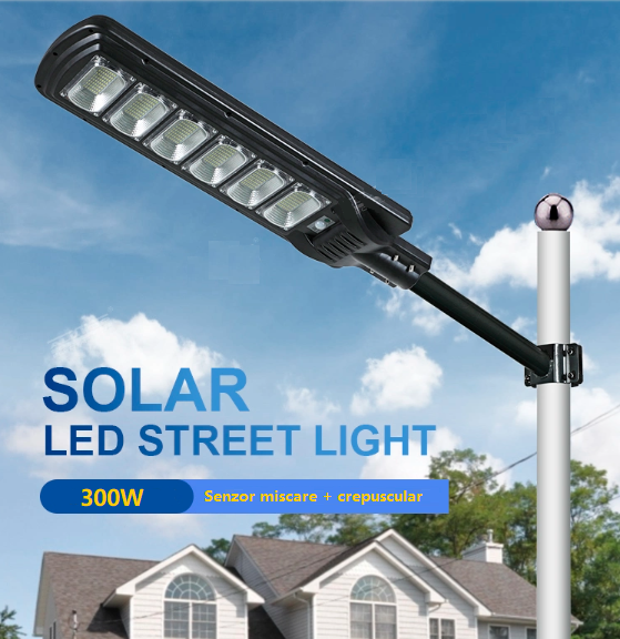Lampa LED 300W Solara SLIM Senzor Miscare + Telecomanda
